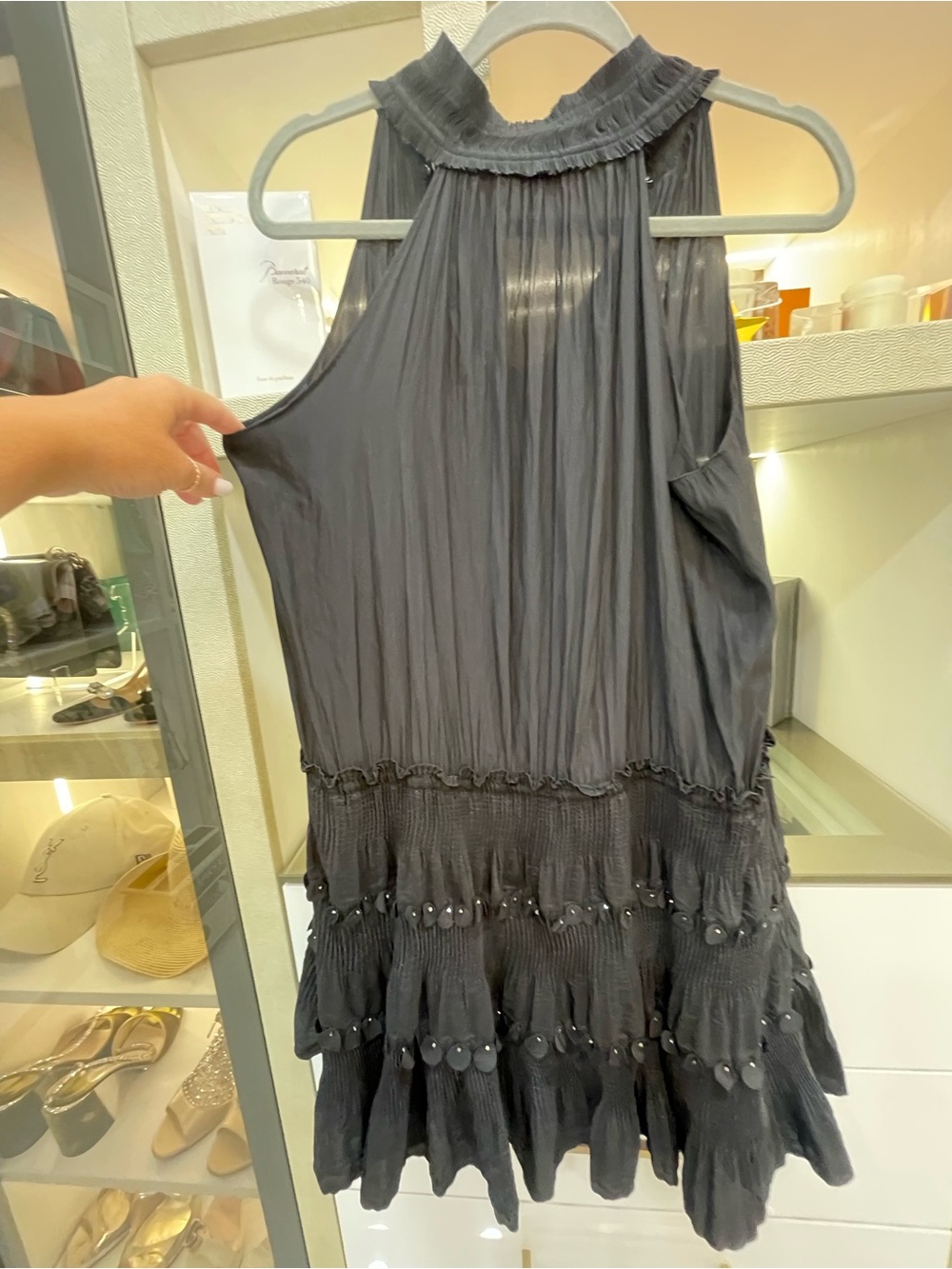Ramy Brook Black Ruffled Tiered Mini Dress Size Large - Picture 7 of 7